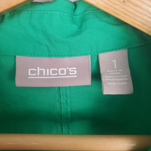 Chico's Green Blazer Lightweight Notched Lapel. 8. B0034 - Picture 3 of 10